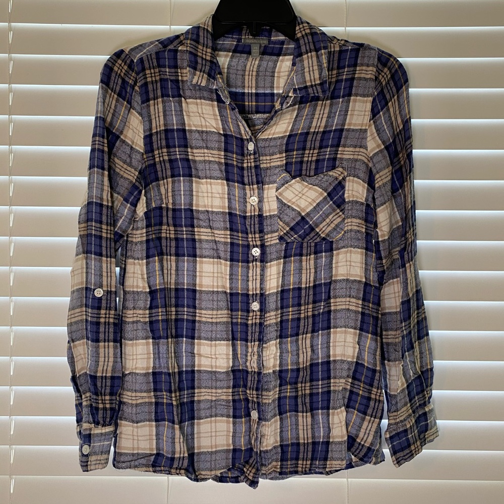 Navy Blue Plaid Flannel